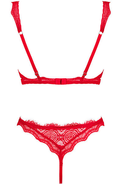 Obsessive Bergamore 2-pcs Set Red - Seksualus apatinis trikotažas 4