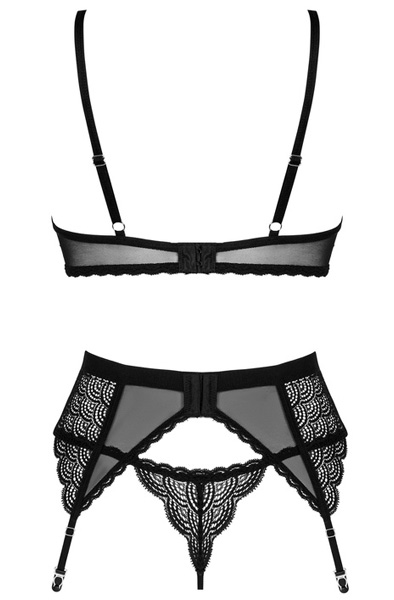 Obsessive Chemeris 3-pcs Set Black - Liemenėlės ir Liemenėlių rinkinys 4
