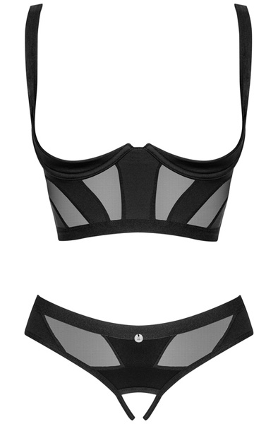 Obsessive Chic Amoria 2-pcs Crotchless Set - Liemenėlės ir Liemenėlių rinkinys 3
