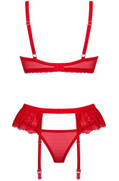 Obsessive Chilisa 3-pcs Set Red - Liemenėlės ir Liemenėlių rinkinys 4