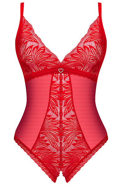 Obsessive Chilisa Crotchless Teddy Red - Meškiukas 3