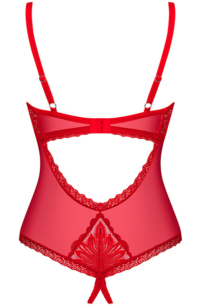 Obsessive Chilisa Crotchless Teddy Red - Meškiukas 4