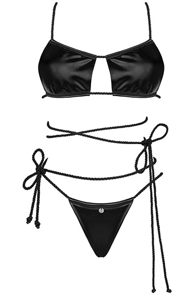Obsessive Cordellis 2-pcs Set Black - Seksualus apatinis trikotažas 3