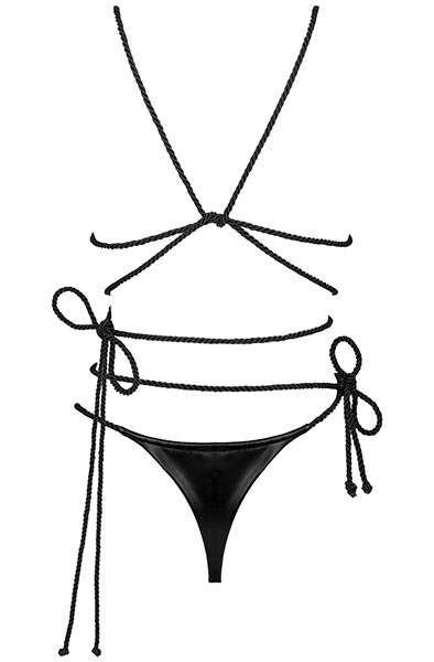 Obsessive Cordellis 2-pcs Set Black - Seksualus apatinis trikotažas 4