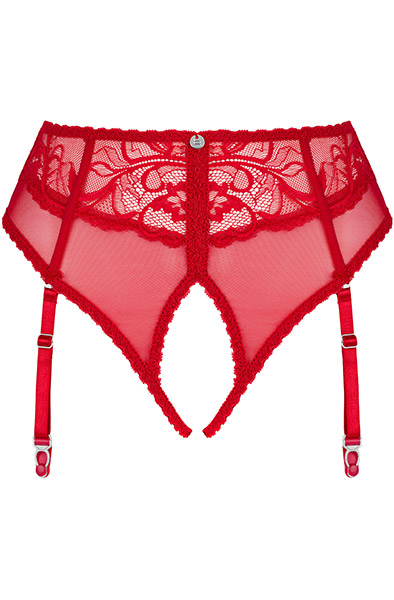 Obsessive Dagmarie Garter Panties Red - Kelnaitės su atvira virkštele 3