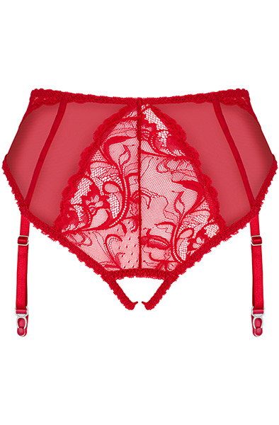 Obsessive Dagmarie Garter Panties Red - Kelnaitės su atvira virkštele 4