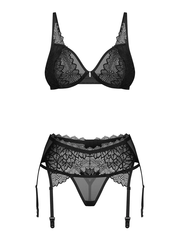 Obsessive Deina More 3-pcs Set Black - Underklädesset 4 [full]