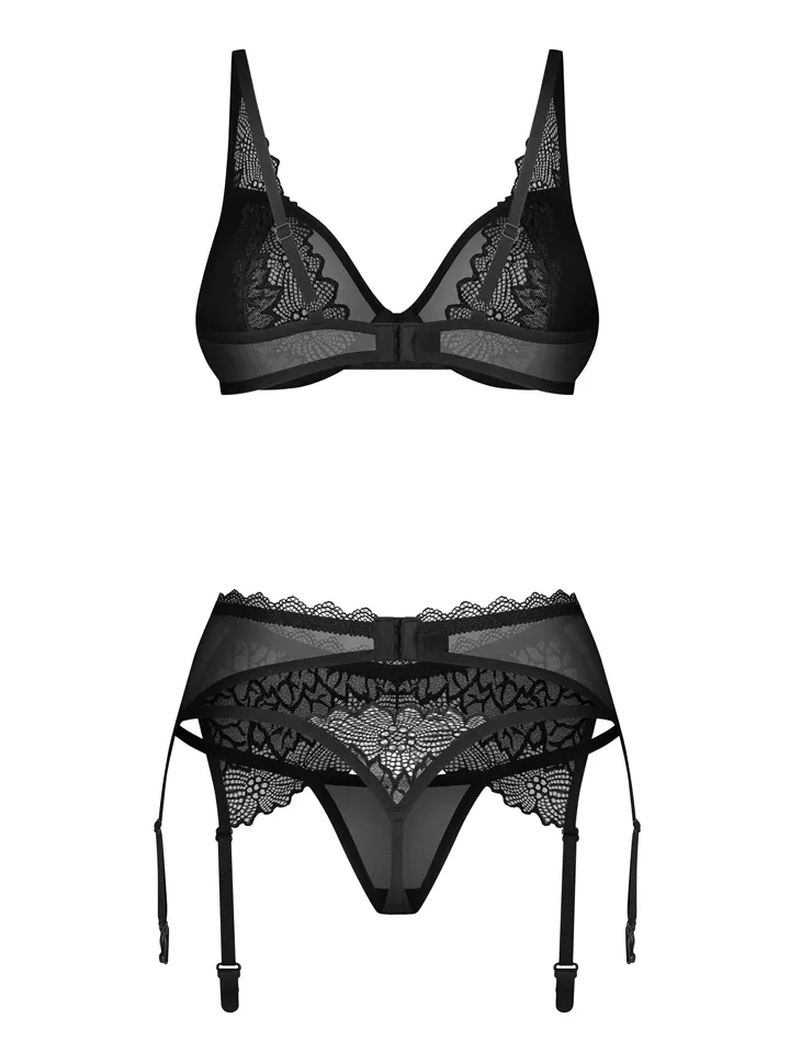 Obsessive Deina More 3-pcs Set Black - Underklädesset 5 [full]