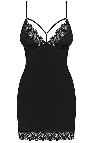 Obsessive Diyosa Chemise Black - Seksualus apatinis trikotažas 3