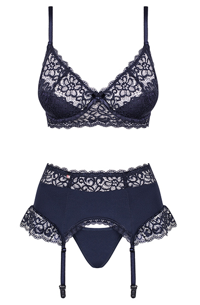 Obsessive Drimera 3 pcs Set Blue - Seksualus apatinis trikotažas 3