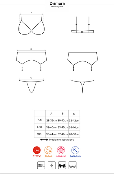 Obsessive Drimera 3 pcs Set Blue - Seksualus apatinis trikotažas 5
