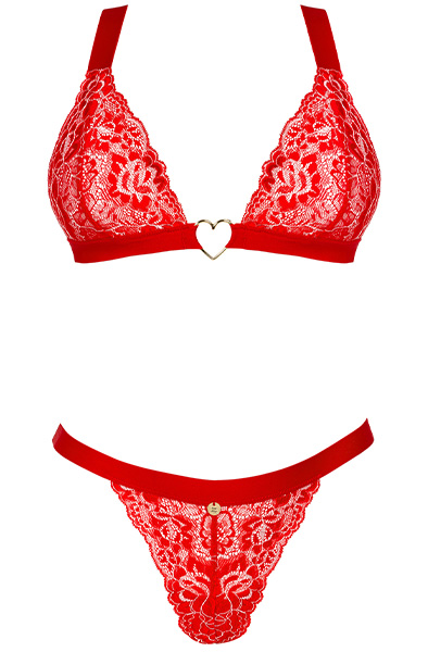 Obsessive Elianes 2-pcs Set Red - Liemenėlės ir Liemenėlių rinkinys 3