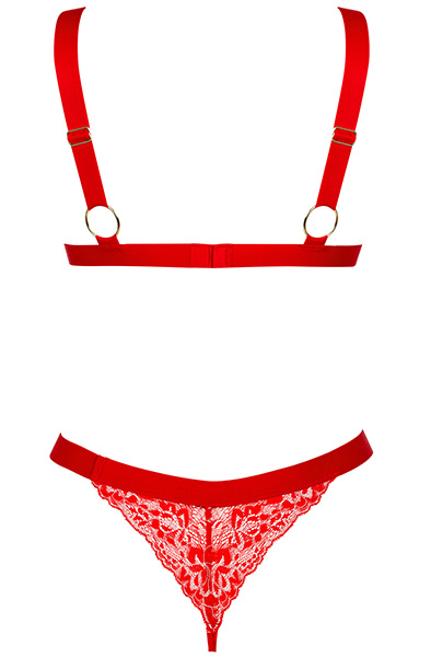 Obsessive Elianes 2-pcs Set Red - Liemenėlės ir Liemenėlių rinkinys 4