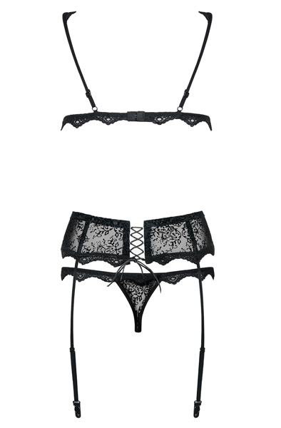 Obsessive Emperita 3 pcs set Black - Seksualus apatinis trikotažas 5