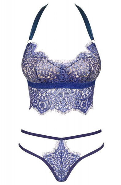 Obsessive Flowlace Set Blue - Seksualus apatinis trikotažas 3