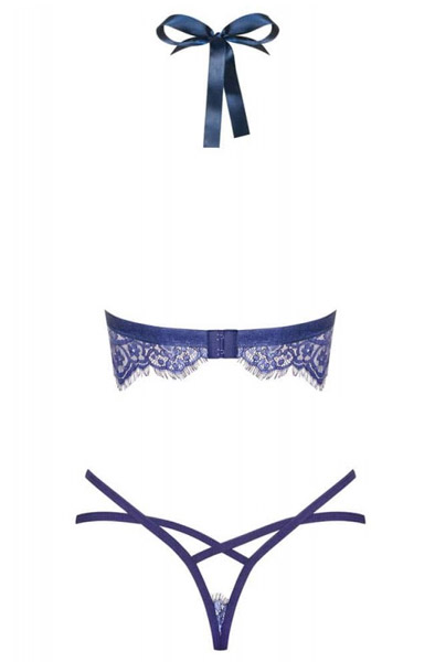 Obsessive Flowlace Set Blue - Seksualus apatinis trikotažas 4