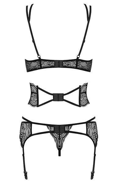 Obsessive Frivolla 4-pcs Black - Seksualus apatinis trikotažas 4