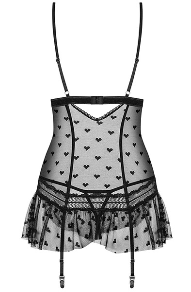 Obsessive Heartia Corset Black - Seksualus apatinis trikotažas 4