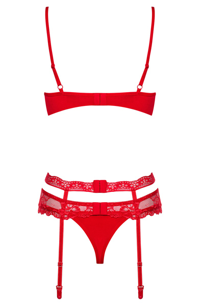 Obsessive Heartina 3 pcs set Red - Seksualus apatinis trikotažas 5