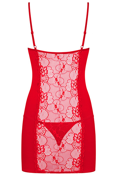 Obsessive Heartina Chemise & Thong Red - Seksualūs drabužiai 4