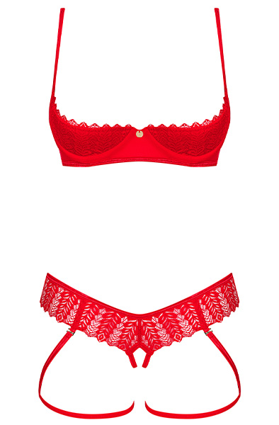 Obsessive Ingridia 2-pcs Crotchless Set - Seksualus apatinis trikotažas 3
