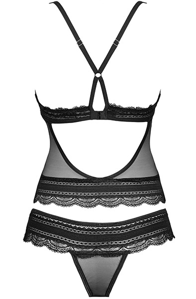 Obsessive Ivannes Top & Thong Black - Seksualus apatinis trikotažas 4