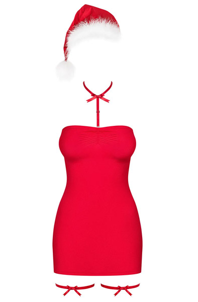 Obsessive Kissmas Chemise Red - Seksualus apatinis trikotažas 3