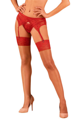 Obsessive Lacelove Stockings Red - Kojinės 1