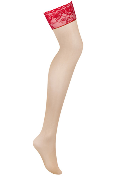 Obsessive Lacelove Stockings Red - Kojinės 3