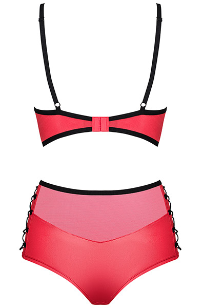 Obsessive Leatheria 2-pcs Set Red - Seksualus apatinis trikotažas 4
