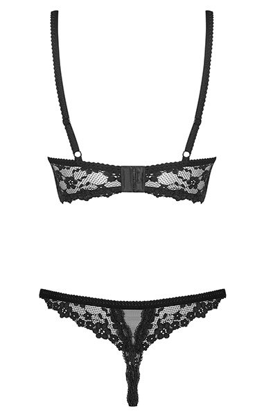 Obsessive Letica 2 pcs Cupless Set Black - Seksualus apatinis trikotažas 5
