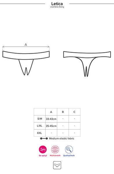 Obsessive Letica Crotchless Thong Black - Nėrinių kelnaitės 6