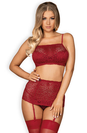 Obsessive Lividia 3 pcs Set Red - Seksualus apatinis trikotažas 1