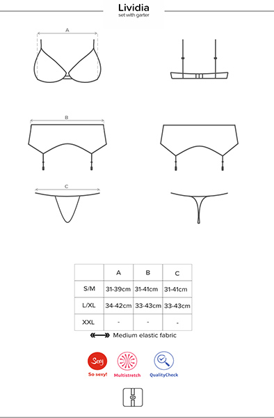Obsessive Lividia 3 pcs Set Red - Seksualus apatinis trikotažas 5