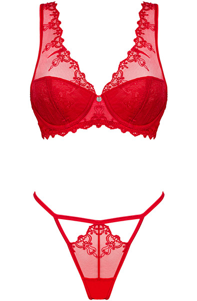 Obsessive Lonesia 2-pcs Set Red - Seksualus apatinis trikotažas 3
