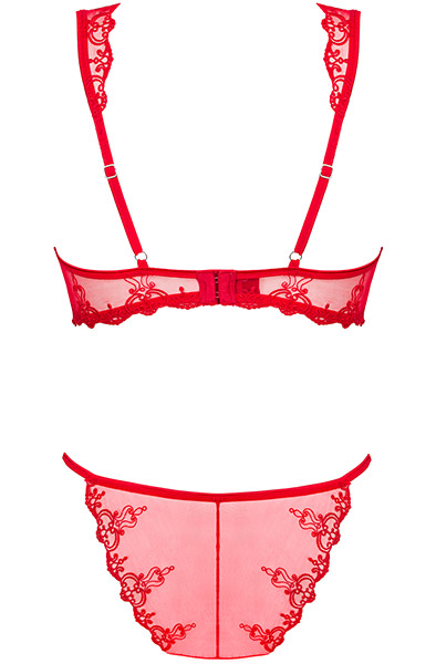 Obsessive Lonesia 2-pcs Set Red - Seksualus apatinis trikotažas 4