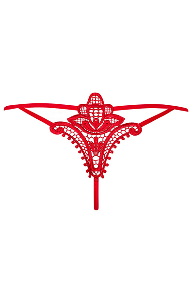 Obsessive Luiza Thong Red - Nėrinių kelnaitės 5