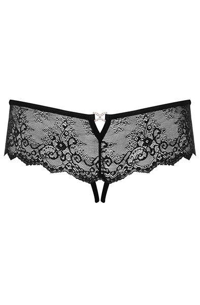 Obsessive Merossa Crotchless Panties Black - Kelnaitės be tarpkojinės kelnaitės 5