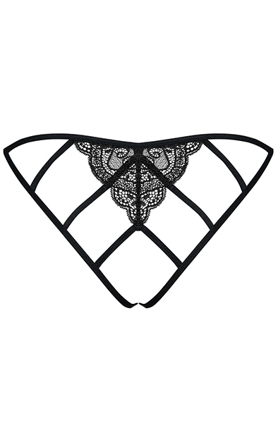 Obsessive Miamor Crotchless Panties Black - Kelnaitės be tarpkojinės kelnaitės 5