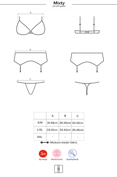 Obsessive Mixty 3-pcs Set - Seksualus apatinis trikotažas 5