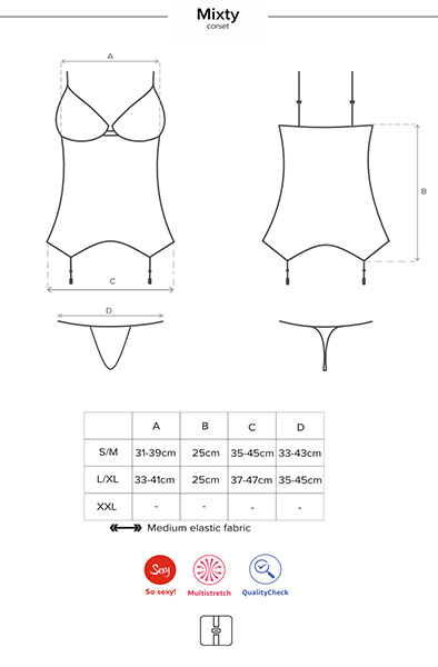 Obsessive Mixty Corset & Thong - Seksualus apatinis trikotažas 5