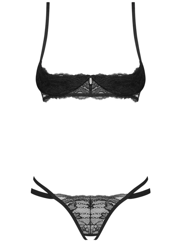 Obsessive Nutris 2-pcs Crotchless Set - Seksualus apatinis trikotažas 4