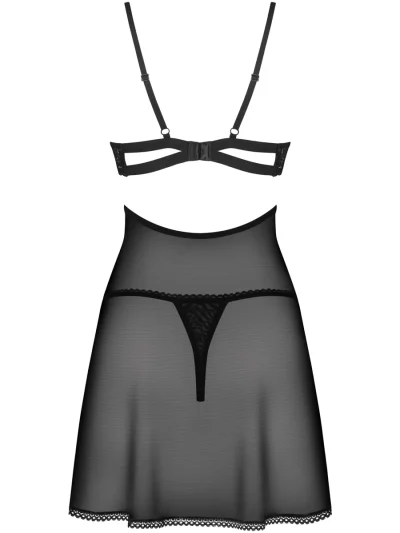 Obsessive Nutris Babydoll & Thong Black - „Babydoll“ apatinis trikotažas 3