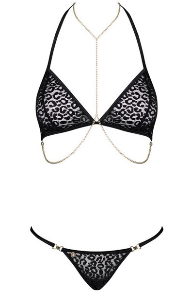 Obsessive Pantheria 2-pcs Set Black - Seksualus apatinis trikotažas 3