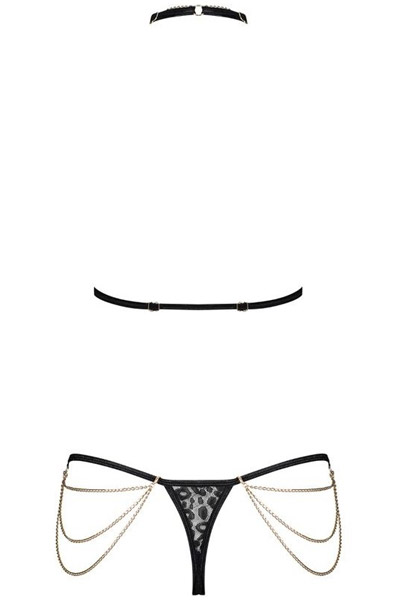 Obsessive Pantheria 2-pcs Set Black - Seksualus apatinis trikotažas 4