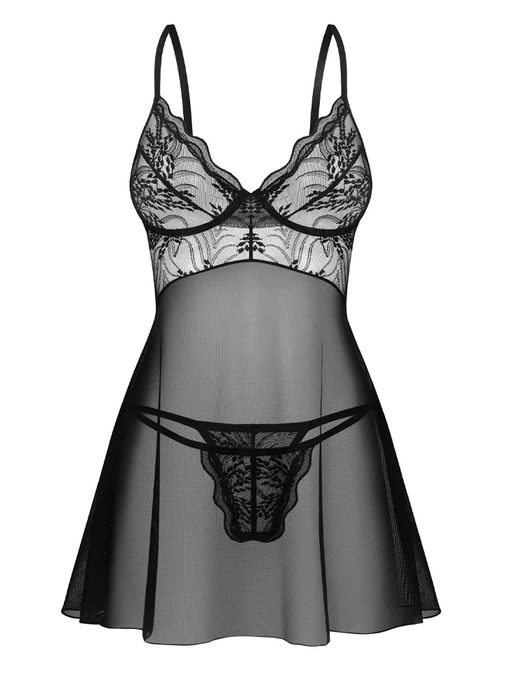 Obsessive Perisia Babydoll & Thong - „Babydoll“ apatinis trikotažas 3 [full]
