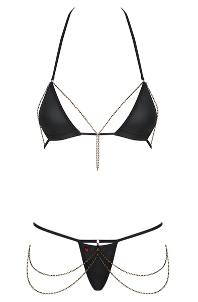 Obsessive Redella 2-pcs Set Black - Seksualus apatinis trikotažas 3