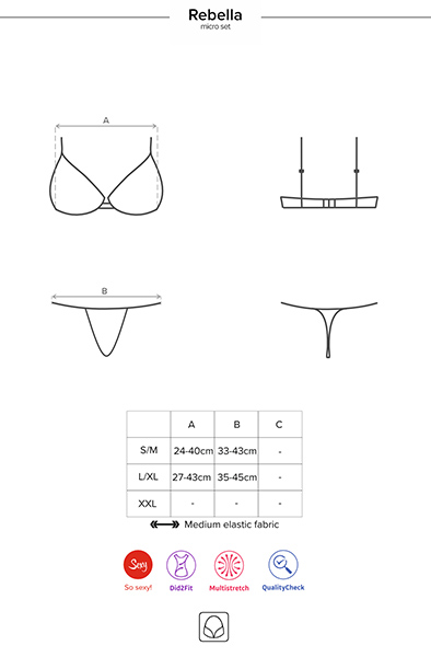 Obsessive Redella 2-pcs Set Black - Seksualus apatinis trikotažas 5