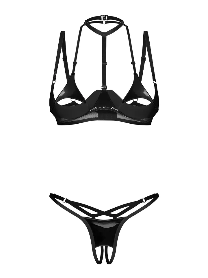Obsessive Rolleya 2-pcs Crotchless Set - Liemenėlės ir Liemenėlių rinkinys 4 [full]
