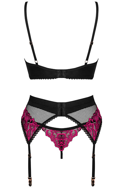 Obsessive Rosenty 3-pcs Set - Seksualus apatinis trikotažas 4
